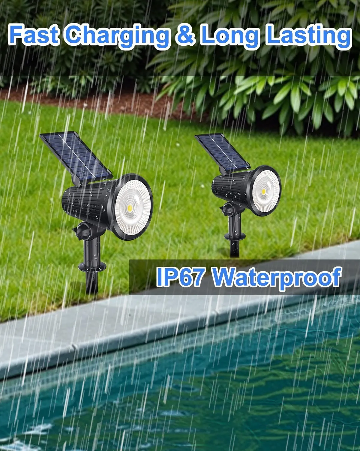Solar Powered Spotlights Outdoor Waterproof Sunset Spot LED Lamp Ultra Bright for Tree, Flag, Lawn, Statue, Pool, Garden, House, Wall, Yard, Path Outdoor Landscape Uplighting 4 Pack Cool White