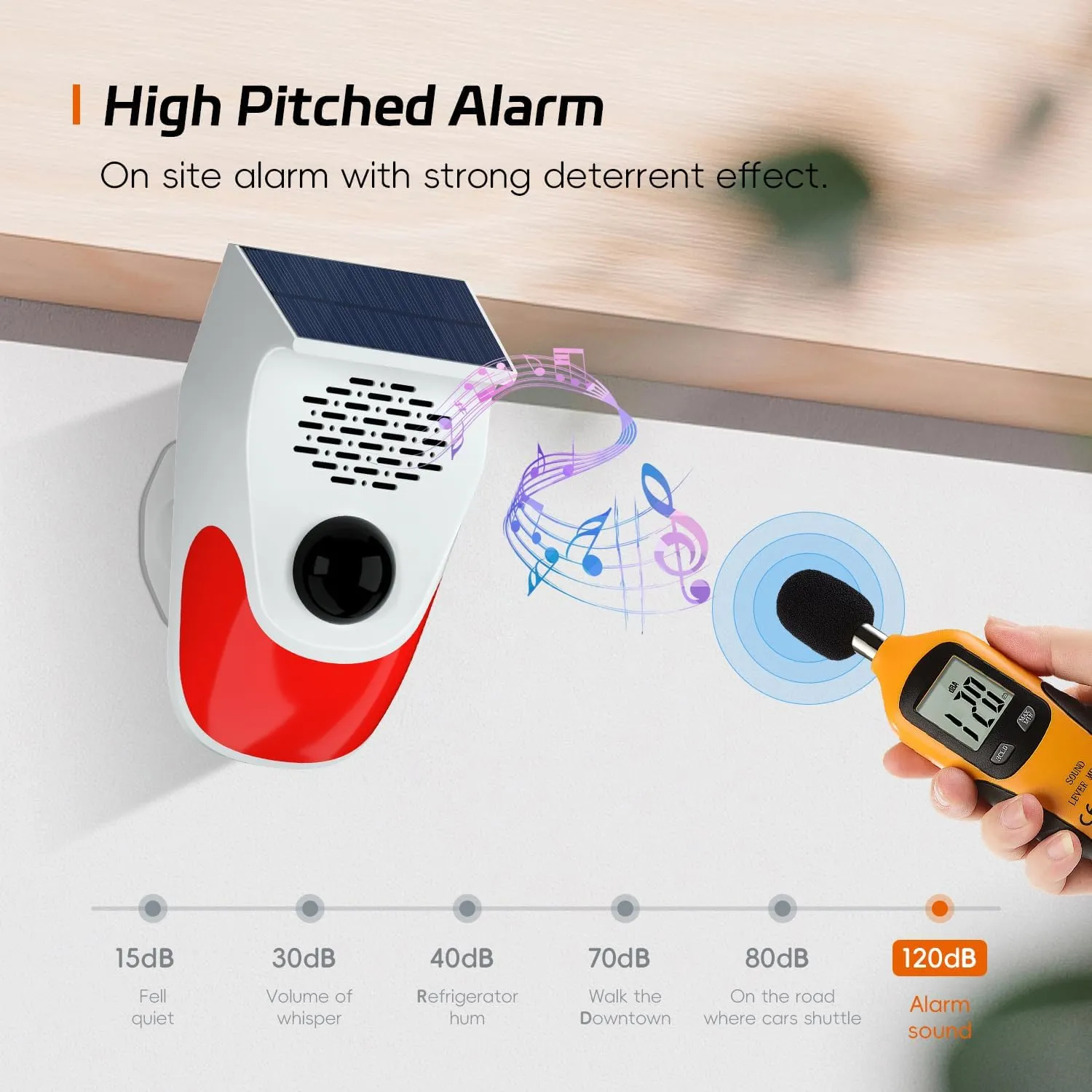 Solar Powered Voice Announcer Solar Infrared Human Body Detector High Decibel Sound and Light Alarm Decive with Three Operating Modes Adjustment