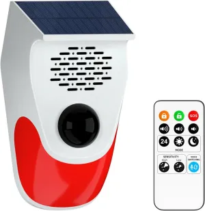 Solar Powered Voice Announcer Solar Infrared Human Body Detector High Decibel Sound and Light Alarm Decive with Three Operating Modes Adjustment