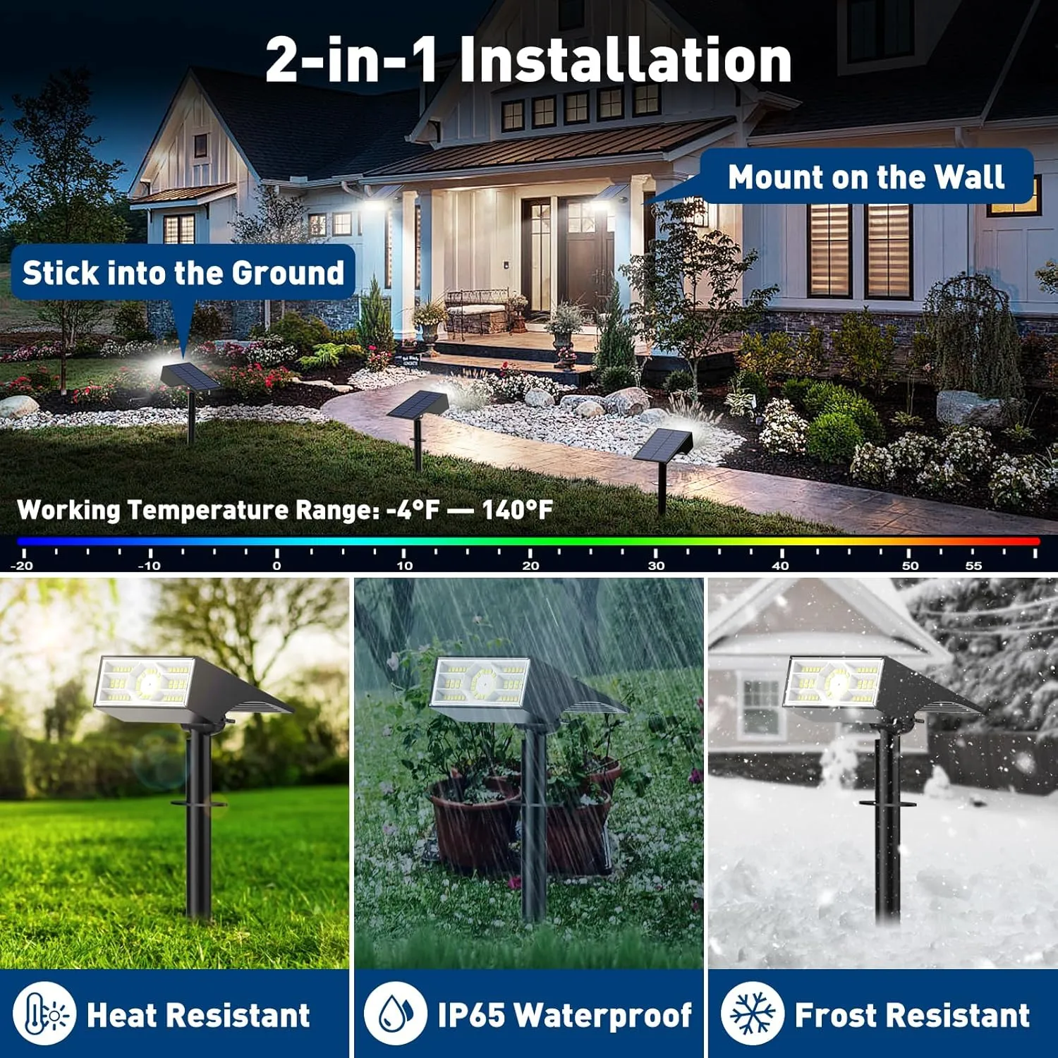 Solar Spot Lights Outdoor, 10 Pack Outdoor Solar Lights for Yard Waterproof, 4 Lighting Modes Solar Landscape Spotlights, Auto On/Off Solar Powered Flood Lights Garden Pathway (Cool White)