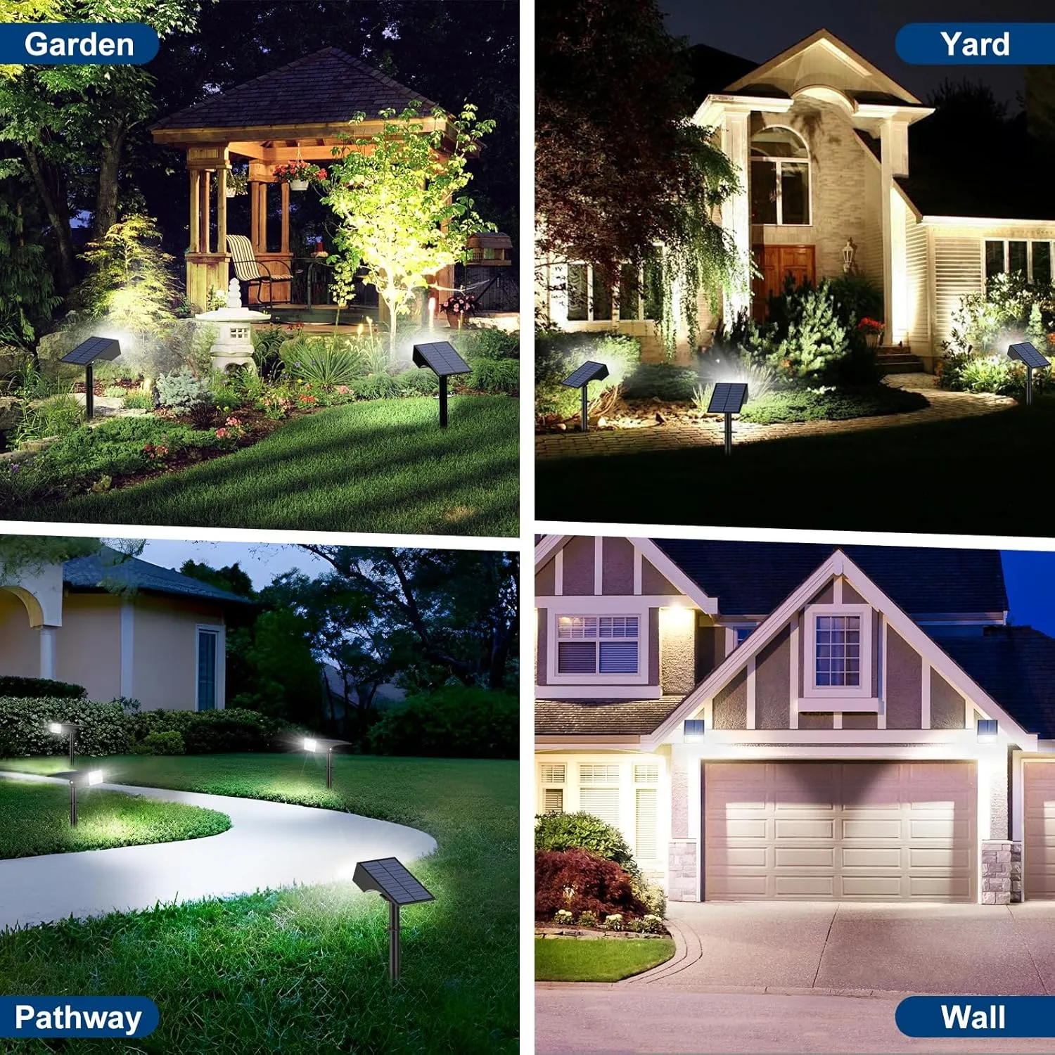 Solar Spot Lights Outdoor, 10 Pack Outdoor Solar Lights for Yard Waterproof, 4 Lighting Modes Solar Landscape Spotlights, Auto On/Off Solar Powered Flood Lights Garden Pathway (Cool White)