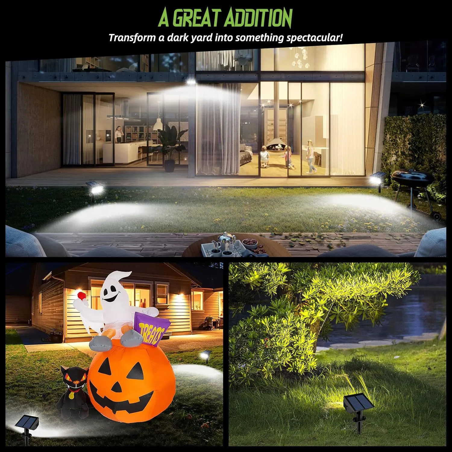 Solar Spot Lights Outdoor Landscape Lights, 50 LEDs Solar Spotlight Outdoor Auto On/Off with 3 Modes, LITLISFlY IP67 Solar Outdoor Lights Waterproof Garden Light, 2-in-1 Solar Spotlight for Yard,