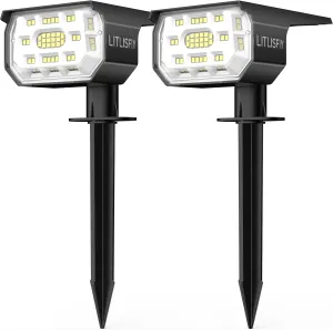 Solar Spot Lights Outdoor Landscape Lights, 50 LEDs Solar Spotlight Outdoor Auto On/Off with 3 Modes, LITLISFlY IP67 Solar Outdoor Lights Waterproof Garden Light, 2-in-1 Solar Spotlight for Yard,