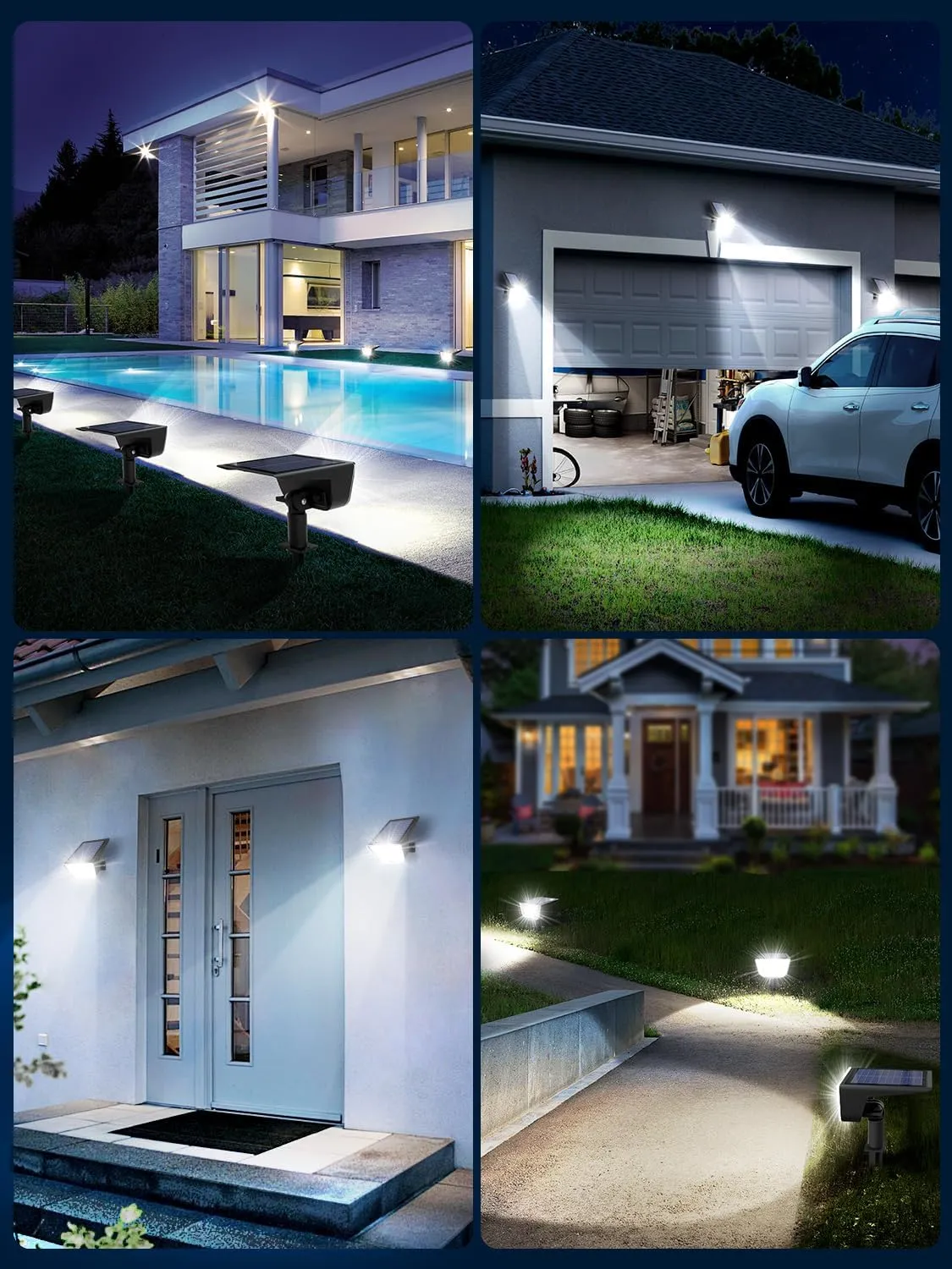Solar Spot Lights Outdoor, Ultra Bright Solar Garden Lights Cool White, IP68 Waterproof Landscape Spotlights, 800LM 6500K for Yard Garden Wall Driveway, 4 Pack