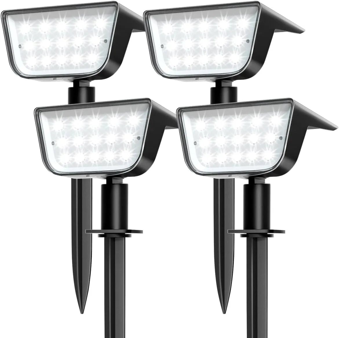 Solar Spot Lights Outdoor, Ultra Bright Solar Garden Lights Cool White, IP68 Waterproof Landscape Spotlights, 800LM 6500K for Yard Garden Wall Driveway, 4 Pack