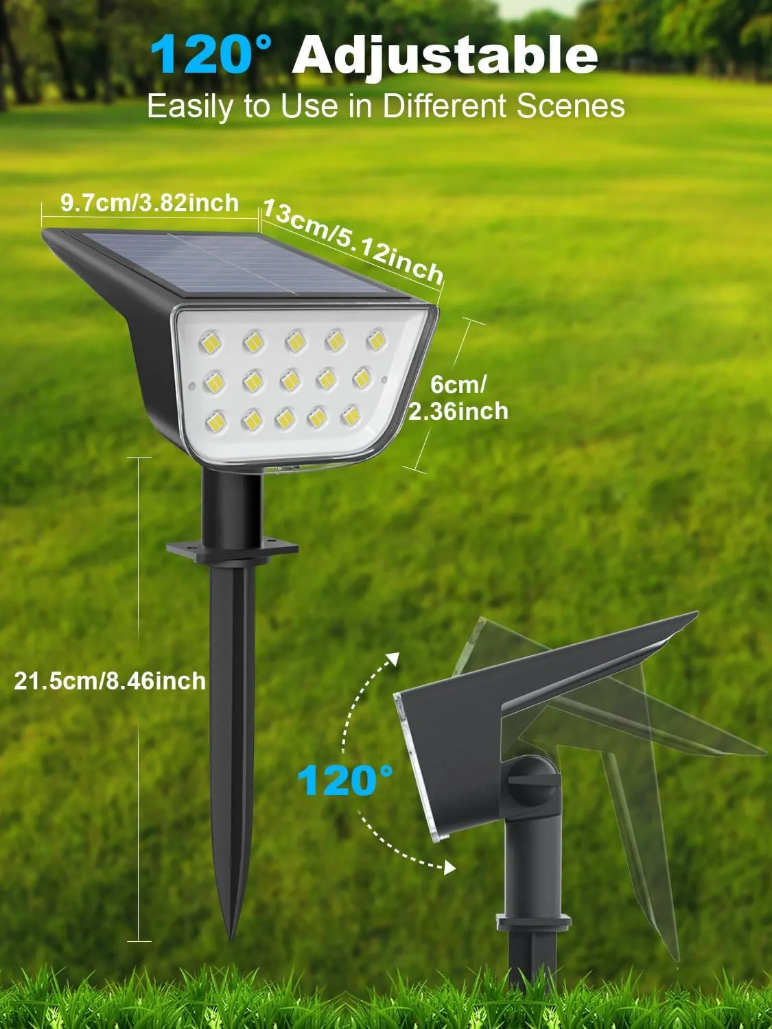 Solar Spot Lights Outdoor, Ultra Bright Solar Garden Lights Cool White, IP68 Waterproof Landscape Spotlights, 800LM 6500K for Yard Garden Wall Driveway, 4 Pack