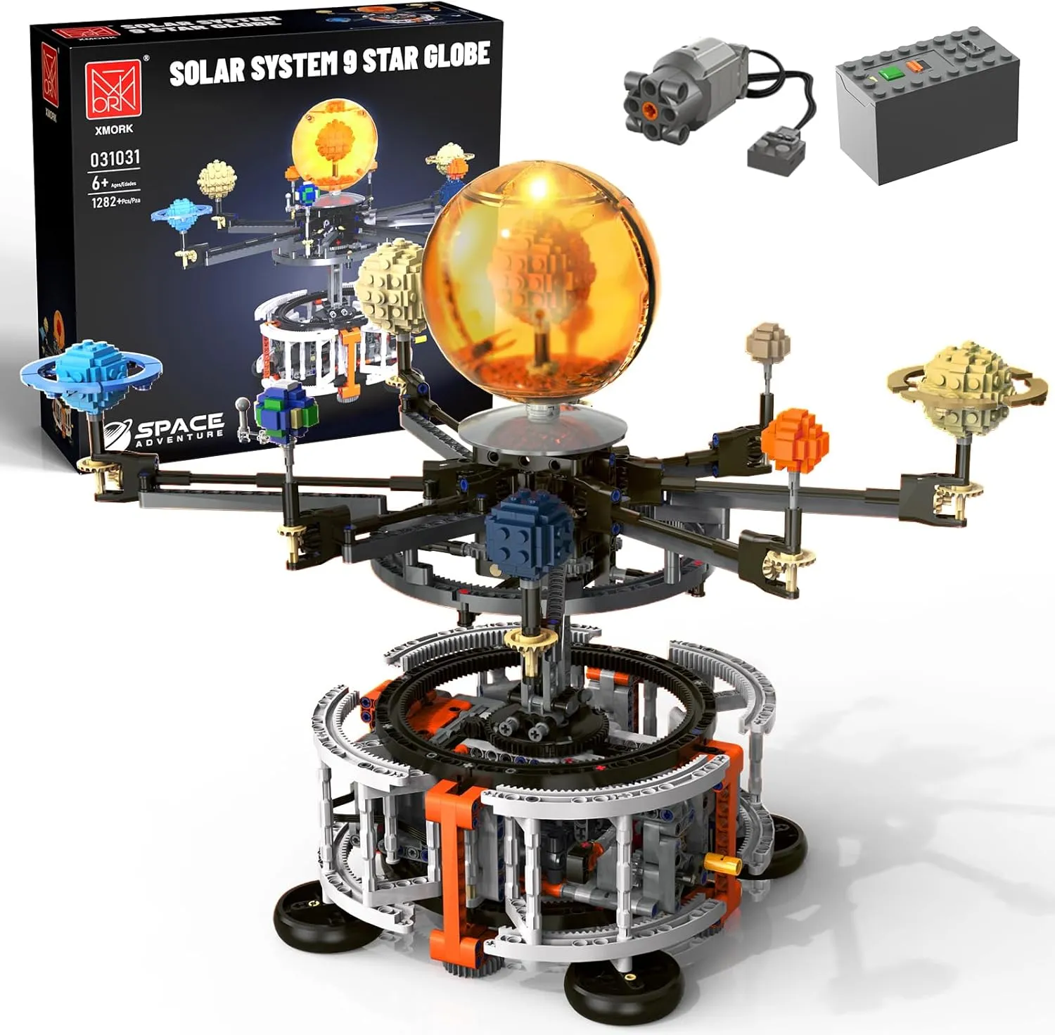 Solar System Building Set with Light, Rotatable STEM Educational Toys with 8 Planets, Space Toys for Home/School Science Learning, Birthday Gifts for Boys Girls Ages 6-12(1282pcs)