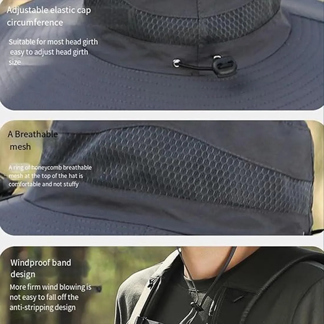 Sombrero Con Ventilador Solar, Sun Hat with Solar Powered Fans, Wide Brim 2 Fan Outdoor Fishing Hat-Solars & USB