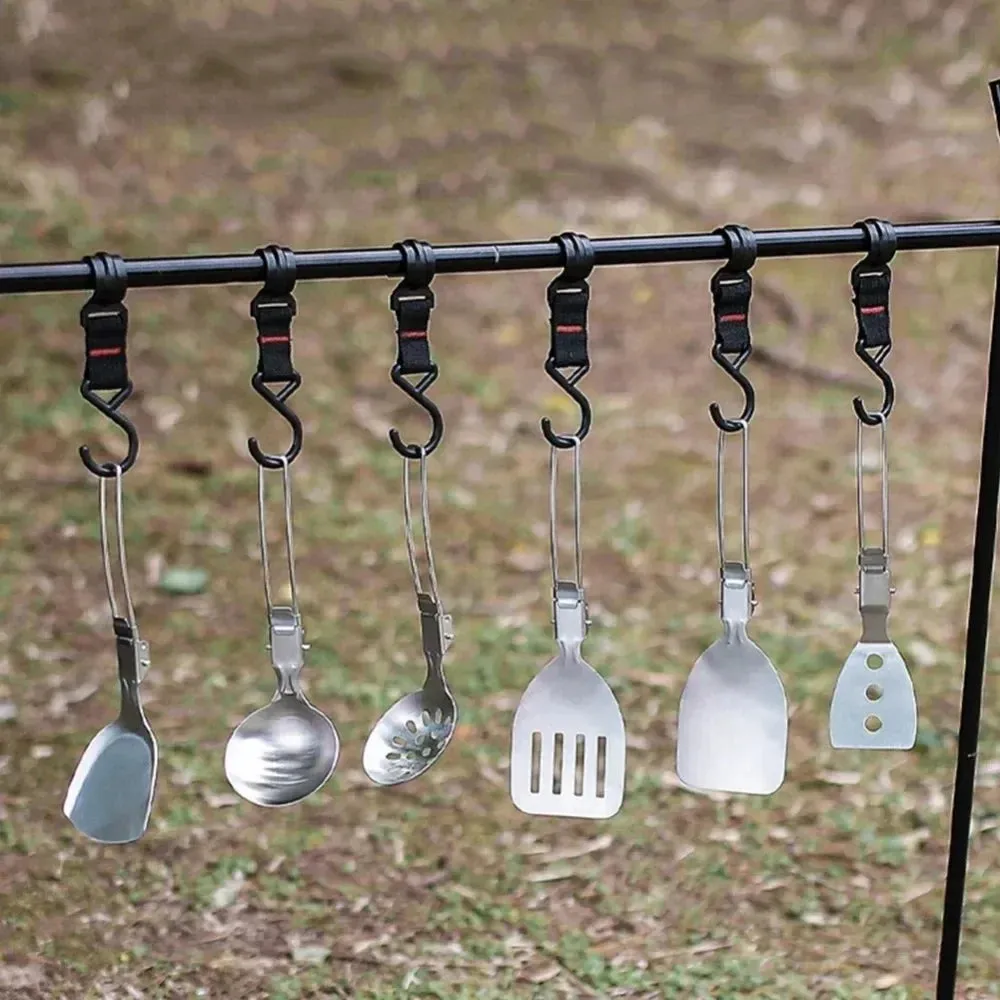 Spatula Shovel Ladle Tableware Stainless Steel Camping Cooking Utensils Foldable Lightweight Dinnerware Hiking Bushcraft Gadgets