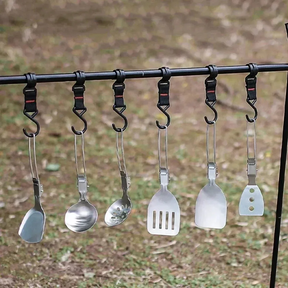 Spatula Shovel Ladle Tableware Stainless Steel Camping Cooking Utensils Foldable Lightweight Dinnerware Hiking Bushcraft Gadgets