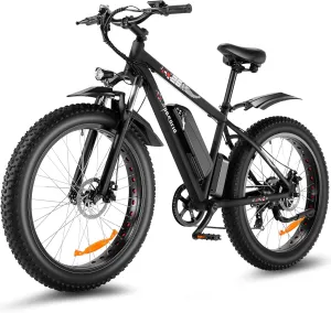 Speedrid Electric Bike 26" Fat Tire Electric Bike for Adult Electric Mountain Bike with Peak 750W 48V 10.4Ah Removable Battery, 3H Fast Charge, Lockable Suspension Fork-7 Speed