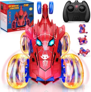 Spider Remote Control Car RC Cars Toys for Boys Ages 4-12,Cool Rechargeable Stunt RC Car with 360 Flips 4WD Wheel Lights,Fun Outdoor Toys Gifts for Kids Birthday Chritmas 4 5 6 7 8 9 10 11 12 Year Old