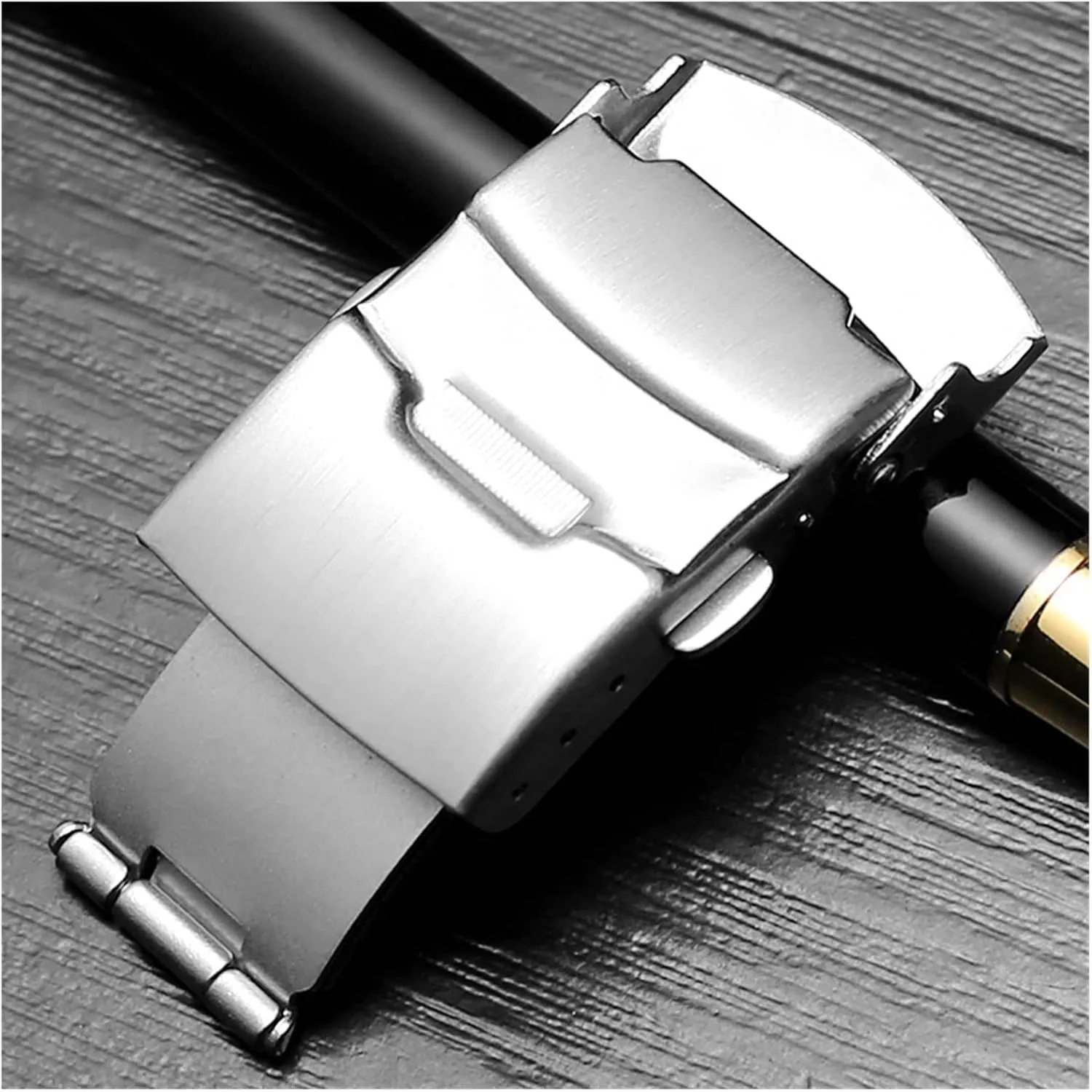 Stainless Steel Buckle For Leather Metal Silicone Strap Clasp Double Press Safety 18/20/22/24mm Button Buckles Watch Accessories Table buckle
