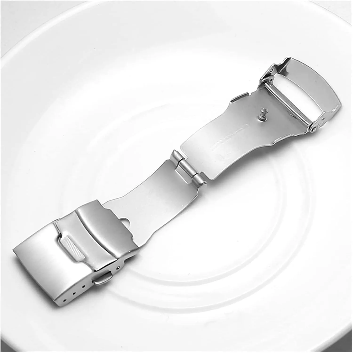 Stainless Steel Buckle For Leather Metal Silicone Strap Clasp Double Press Safety 18/20/22/24mm Button Buckles Watch Accessories Table buckle