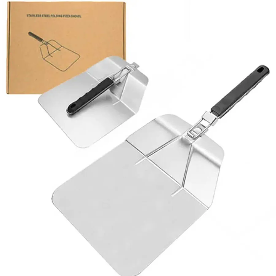 Stainless Steel Pizza Peel With Foldable Handle by Flaming Coals