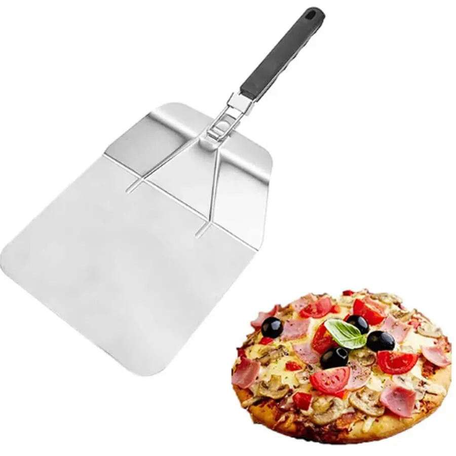 Stainless Steel Pizza Peel With Foldable Handle by Flaming Coals