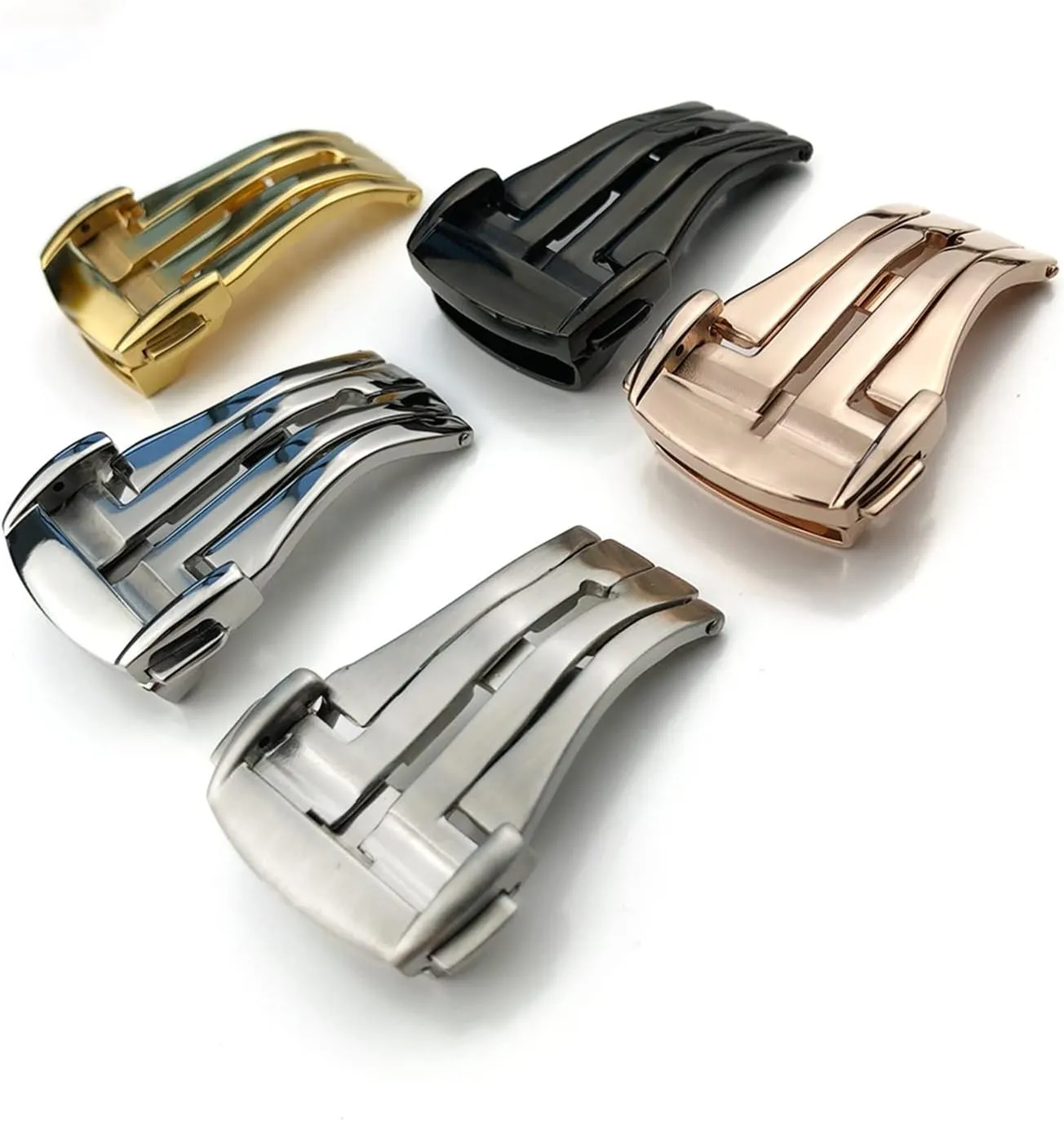 Stainless Steel Watch Bands Buckle Fit For Omg Watch Strap Butterfly Clasp Use On Leather Rubber Watchband 14mm 16mm 18mm 20mm Table buckle