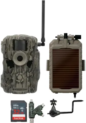 Stealth Cam 36MP Fusion Max Cellular Trail Camera Bundle with Lithium Solar Power Panel, Trail Camera Holder, 32GB Memory Card, and Card Reader (5 Items)