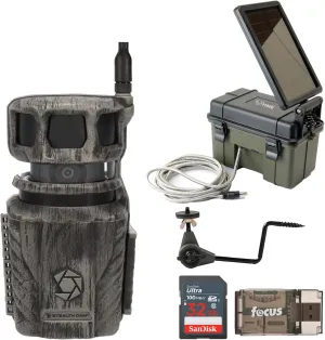 Stealth Cam Revolver 36MP 360-Degree Cellular Trail Camera with 1/4-Inch Threaded Mount Bundle with Trail Camera 12V Solar Auxiliary Power Pack, Camera Holder, Memory Card and Card Reader