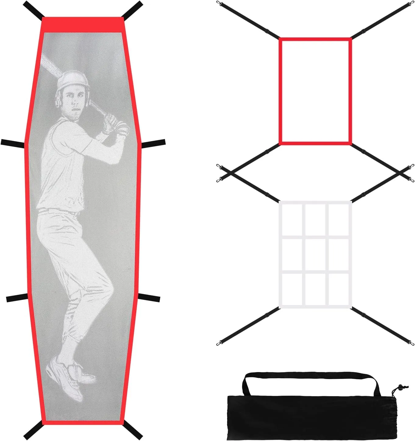 Strike Zone Net With Dummy Batter Training Aids, Softball Pitching Target for Baseball & Softball Accuracy Training, Applicable for Baseball, Lacrosse, Barrier of Backyard, Playground