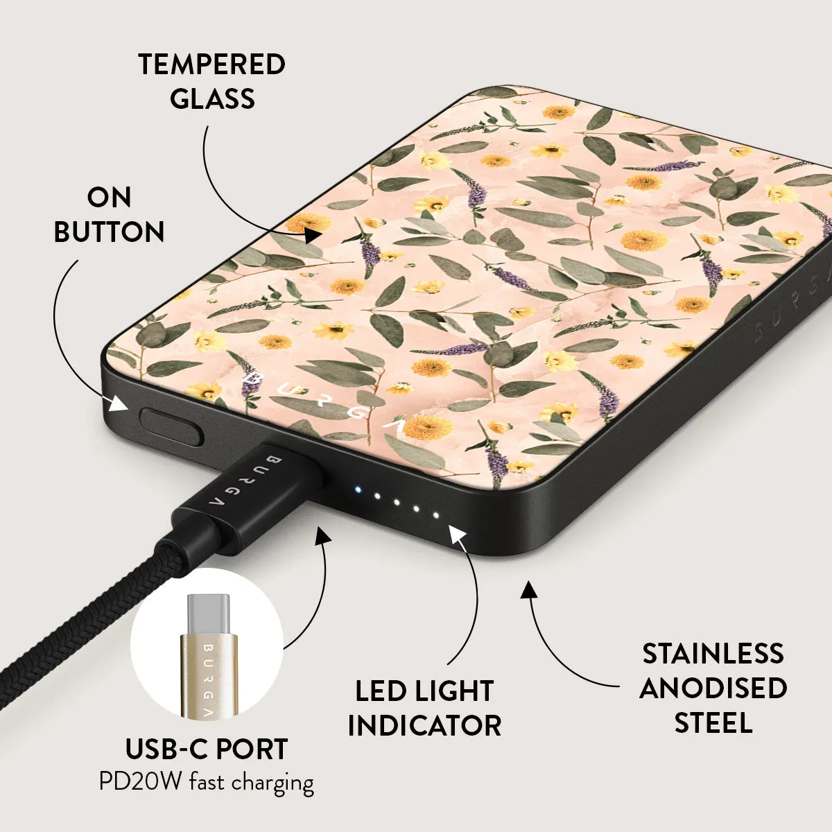 Sunday Brunch - Flowers Magnetic Power Bank