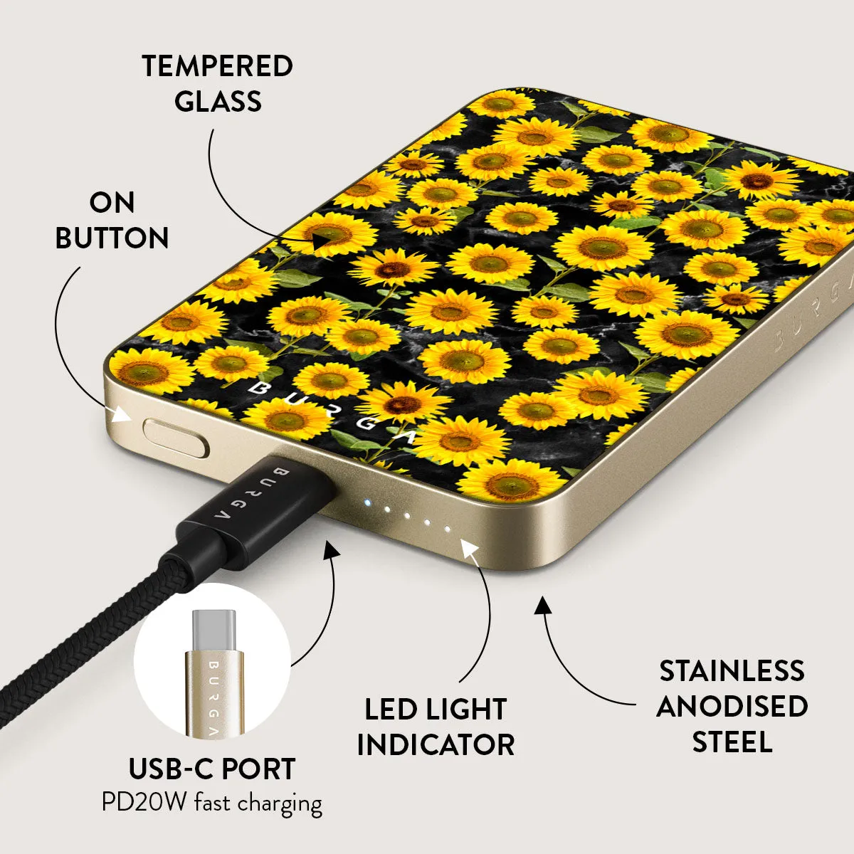 Sunflower Glimmer - Magnetic Power Bank