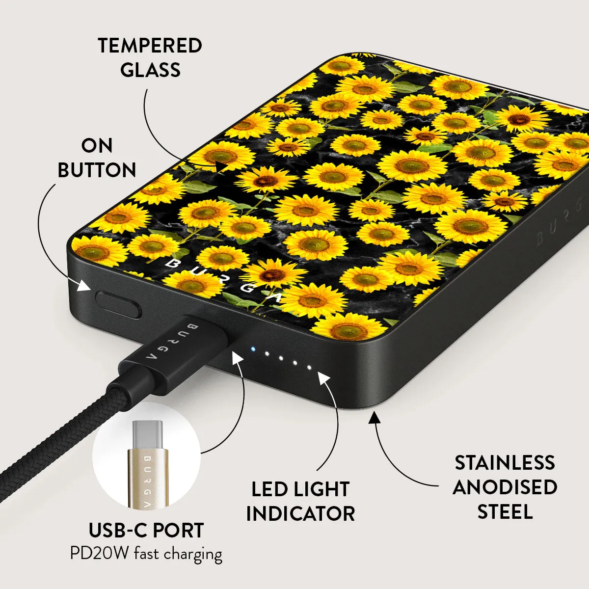Sunflower Glimmer - Magnetic Power Bank