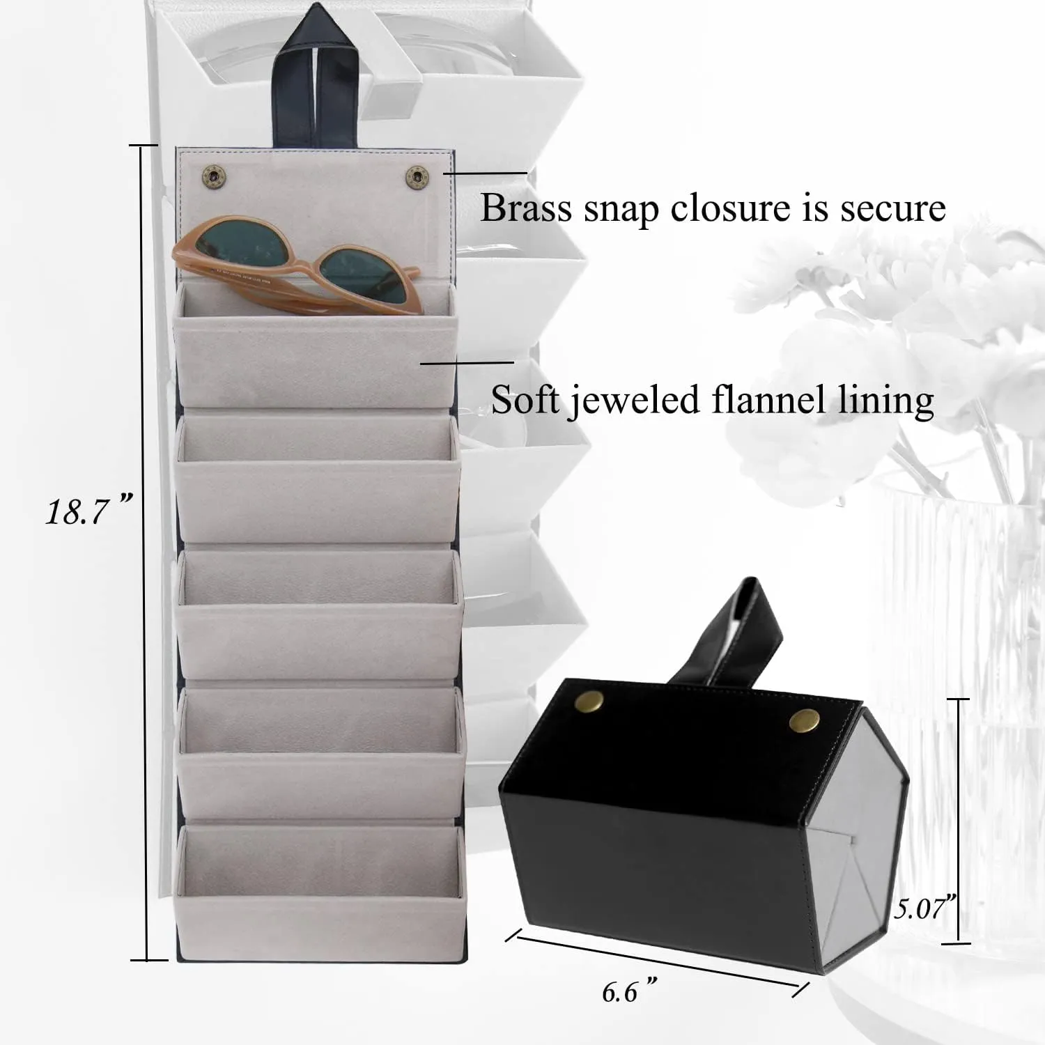 Sunglass Case for Men or Women Hard Multi Eyeglasses Case Box Portable 5 Slot Glasses Organizer Holder Eyewear Bag (Black-1)