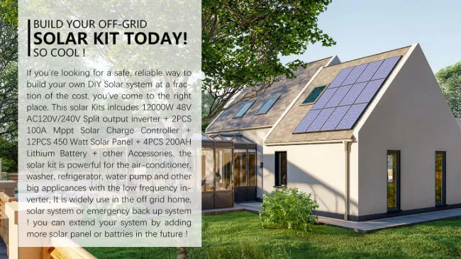 Sungold Power COMPLETE OFF GRID SOLAR SYSTEM 12000W 48V 120V/240V OUTPUT 10.24KWH LITHIUM BATTERY 5400 WATT SOLAR PANEL SGK-12MAX