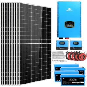 Sungold Power COMPLETE OFF GRID SOLAR SYSTEM 12000W 48V 120V/240V OUTPUT 10.24KWH LITHIUM BATTERY 5400 WATT SOLAR PANEL SGK-12MAX