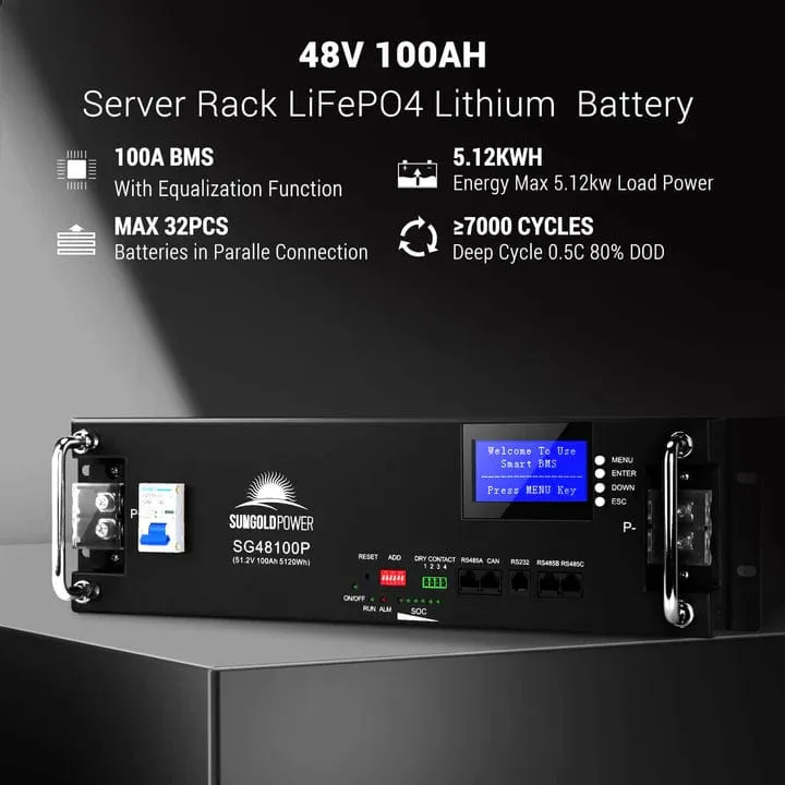 SunGoldPower SGH-11N2E/ SGH-11N5E | 11.4KW Hybrid Solar Kit | 48VDC | 20.48KWH/50.2KWH Lithium Battery