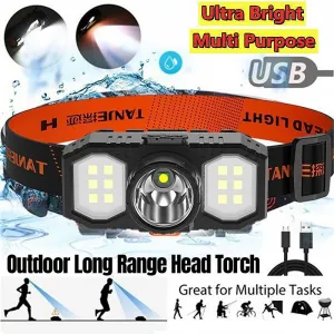 Super Bright Outdoor Head Headlight LED USB Rechargeable Headlamp Camping Fish