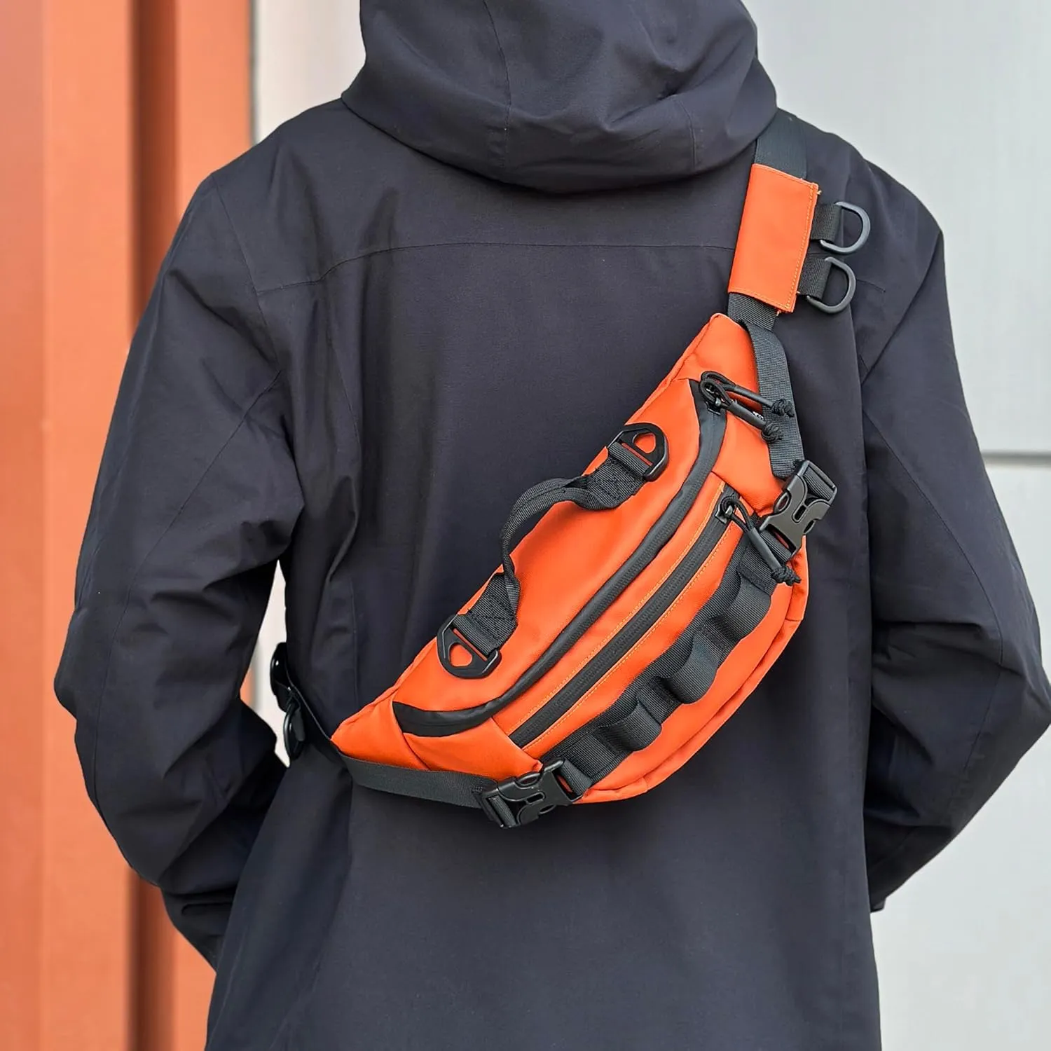 Tactical Fanny Pack for Men Women Military Waist Bag Molle Utility Hip Belt Pouch Crossbody Bags Bumbag for Cycling Hiking Walking Fishing Orange