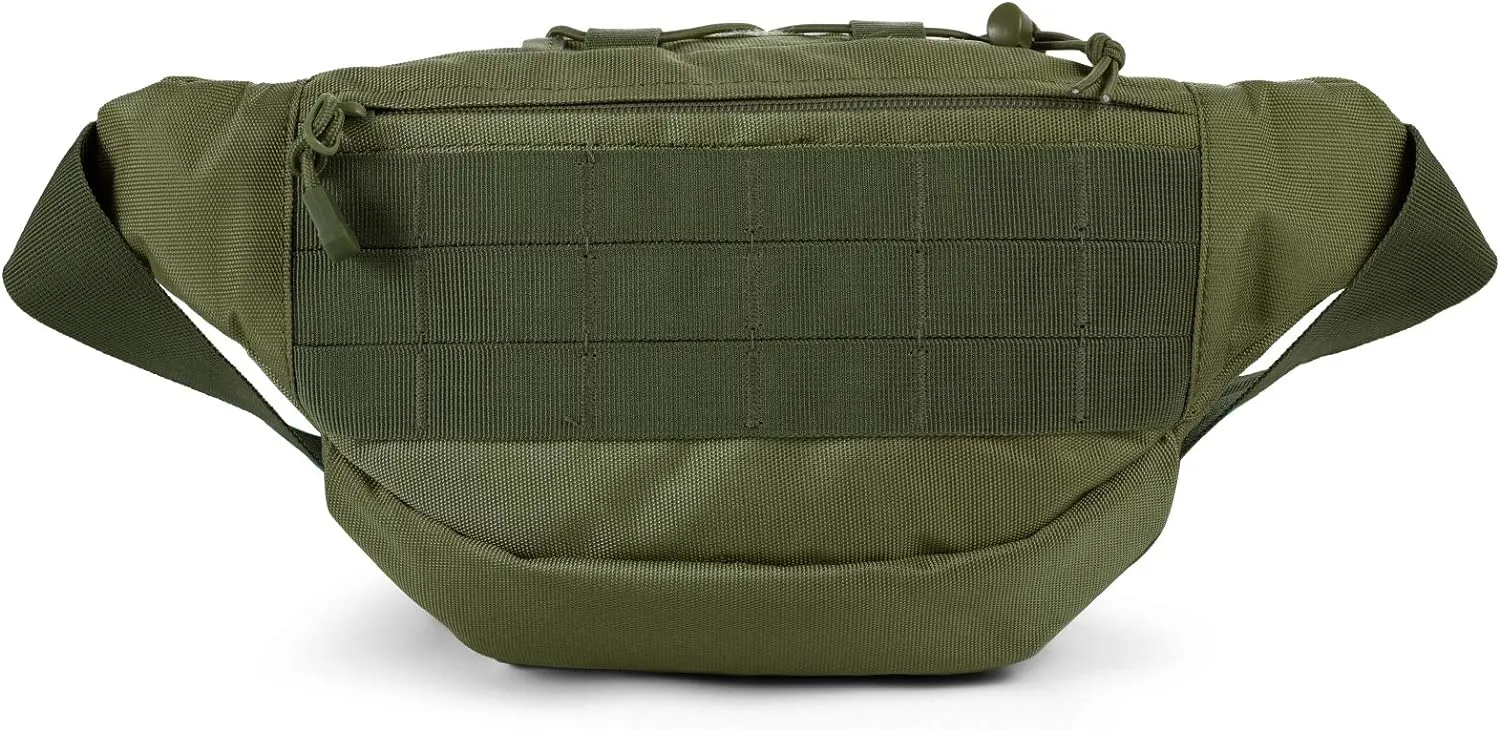 Tactical Fanny Pack,Military Waist Bag Pack with U.S Patch Utility Hip Belt Bumbag for Outdoor Fishing Hiking (Army Green(4 Zipper Pockets))