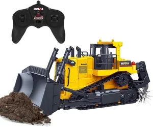 The perseids Remote Control Bulldozer 1/16 Full Functional Construction Toys, 11 Channel Heavy RC Bulldozer 2.4Ghz RC Offroad Dozer Vehicles with Light and Sound for Adults and Boys