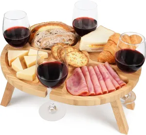 Tirrinia Portable Picnic Table, Folding Table for Outdoor Use, Ideal Gifts for Women and Wine Lovers, Lightweight Design Snack Tray for Party, Camping, Beach (15.7" x 12.5")