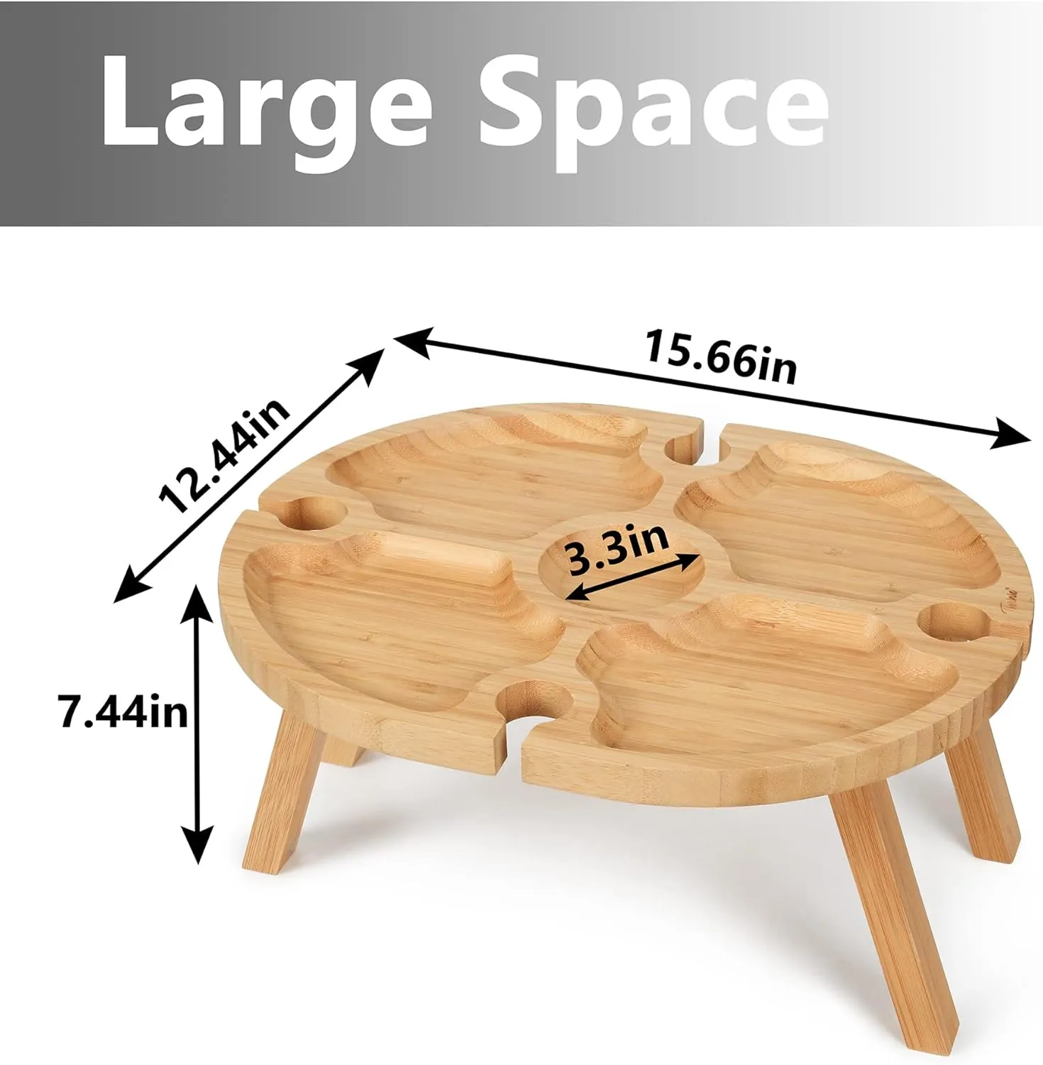 Tirrinia Portable Picnic Table, Folding Table for Outdoor Use, Ideal Gifts for Women and Wine Lovers, Lightweight Design Snack Tray for Party, Camping, Beach (15.7" x 12.5")