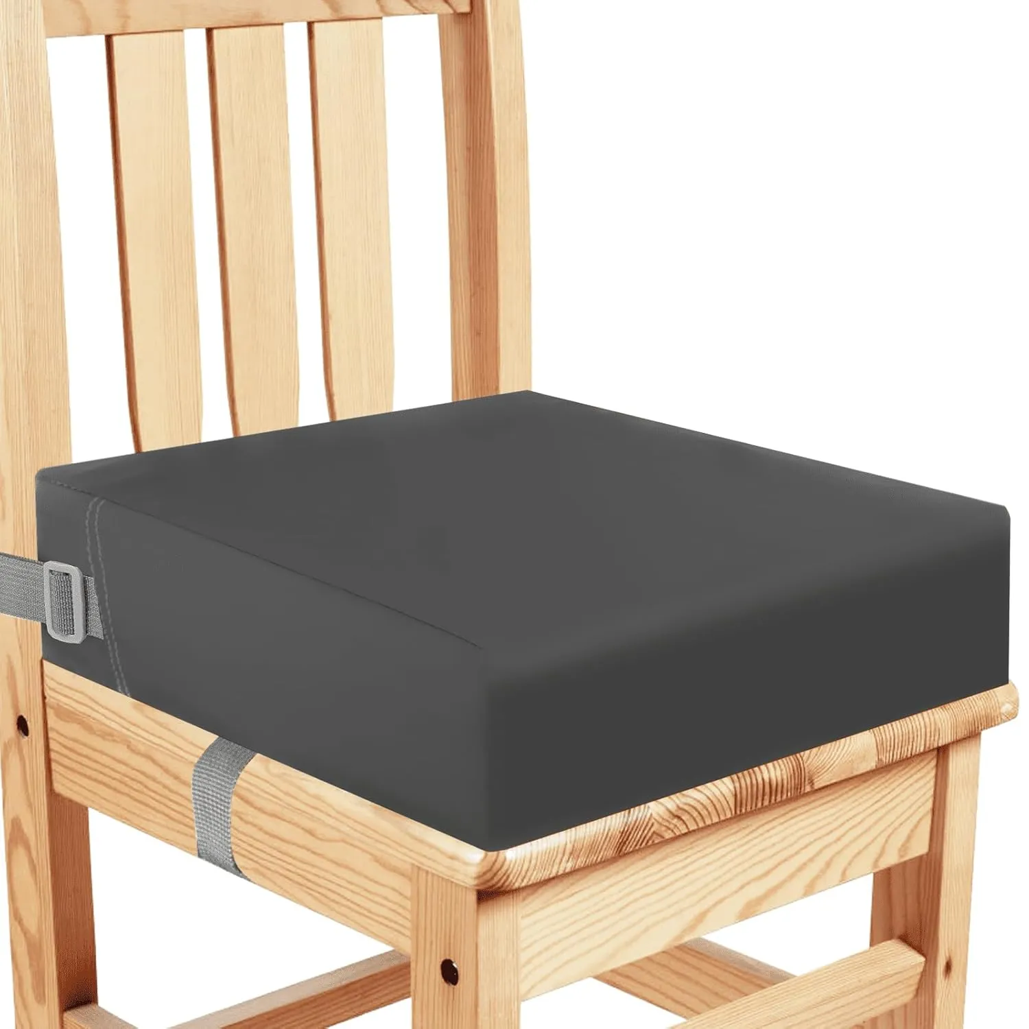 Toddler Booster Seat for Dining Table, Washable Thick Strong Support Portable Booster Chair for Toddlers Eating, Easy Cleaning Booster Seat Cushion Detachable with Fix Straps (Dark Grey)