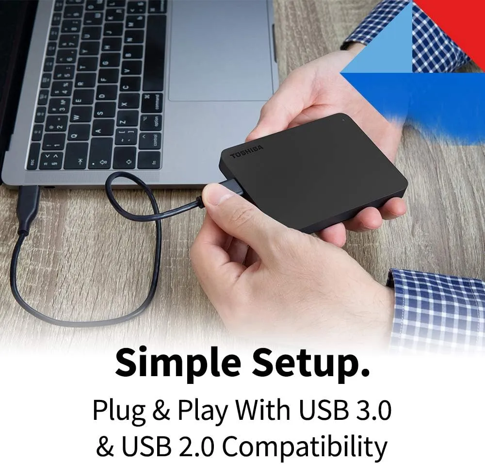 Toshiba Canvio Basics 2TB Portable External Hard Drive USB 3.0, Black - HDTB420XK3AA