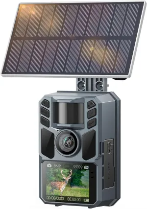 Trail Camera 4K 64MP with 5000mAh Rechargeable Battery 64GB Micro Memory Card IP67 Waterproof, Night Vision, Motion Activated, Solar Powered Wildlife Hunting Camera for Outdoor