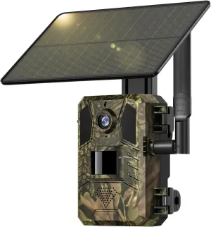 Trail Cameras, Cellular Trail Camera Bulit in 4G LTIE SIM Card No WiFi Needed, 2k Live Video Solar Powered Game Camera with 0.2s Fast Trigger IP66 Waterproof