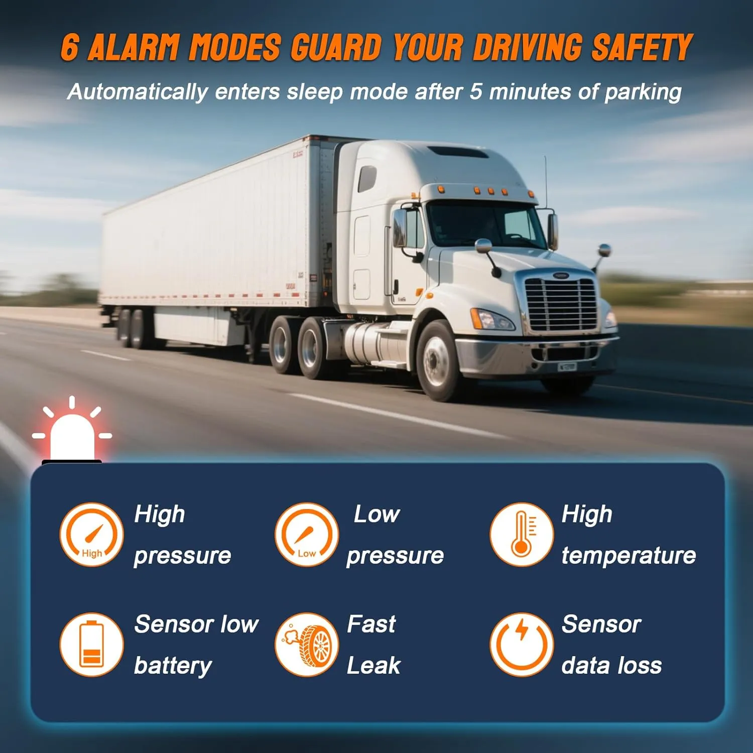 Trailer Tire Pressure Monitoring System 0-199PSI,4.5" XL Solar Monitor with 12 Sensors, 6 Alerts,Signal Booster, Long Sensing Distance,RV TPMS for Semi Truck/Camper/Motorhome (4-14 Sensors)