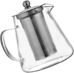 Transparent Glass Tea Pot with Infuser Stovetop Teapot for Loose Leaf and Blooming Tea and Heat Resistant Kettle for Home Office Use present