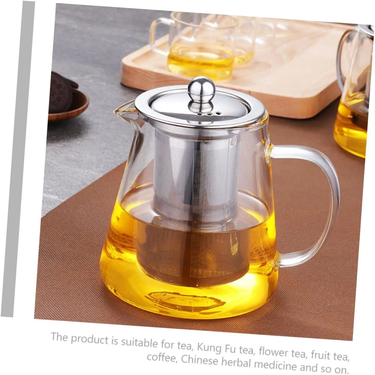 Transparent Glass Tea Pot with Infuser Stovetop Teapot for Loose Leaf and Blooming Tea and Heat Resistant Kettle for Home Office Use present