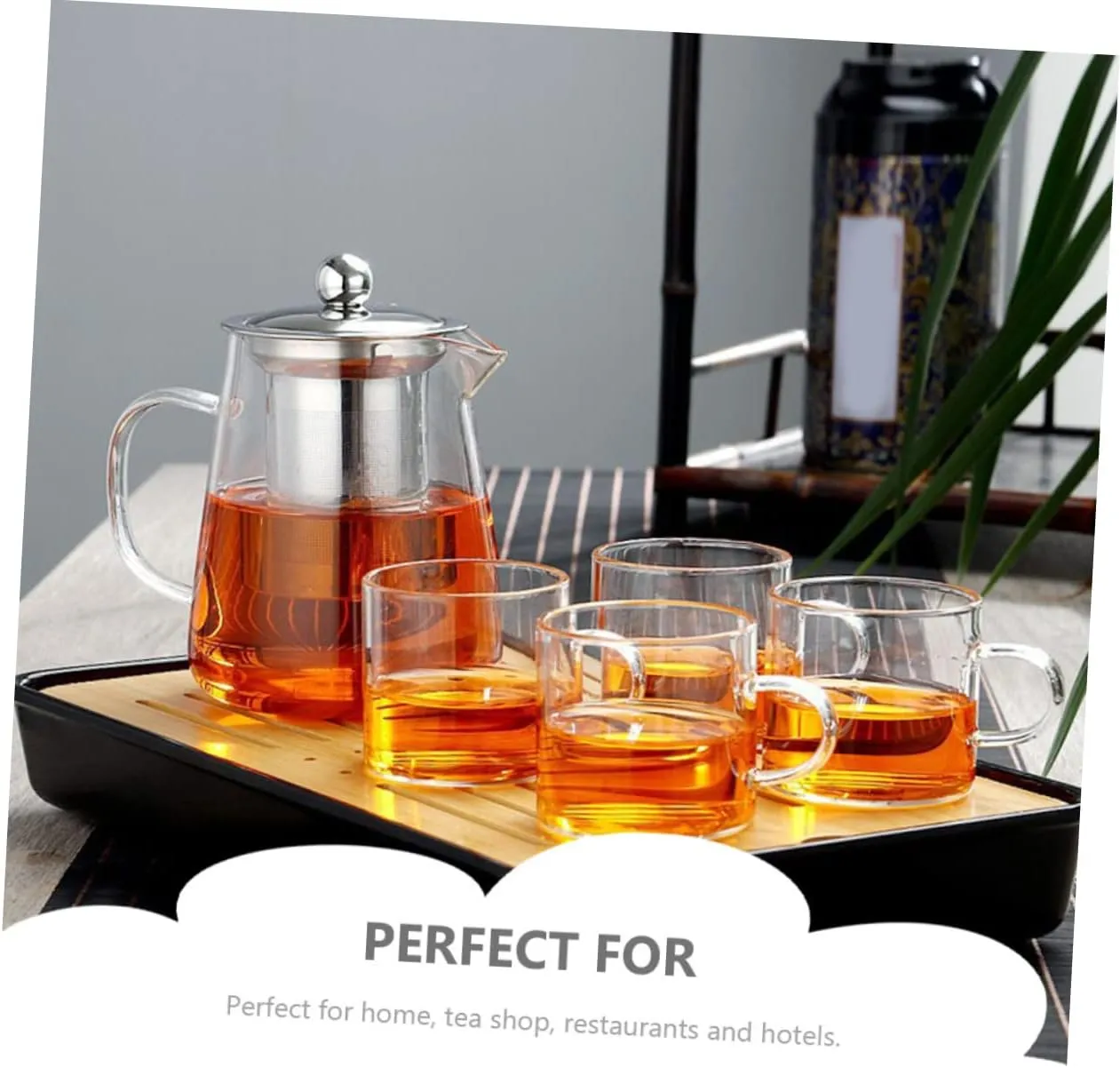 Transparent Glass Tea Pot with Infuser Stovetop Teapot for Loose Leaf and Blooming Tea and Heat Resistant Kettle for Home Office Use present