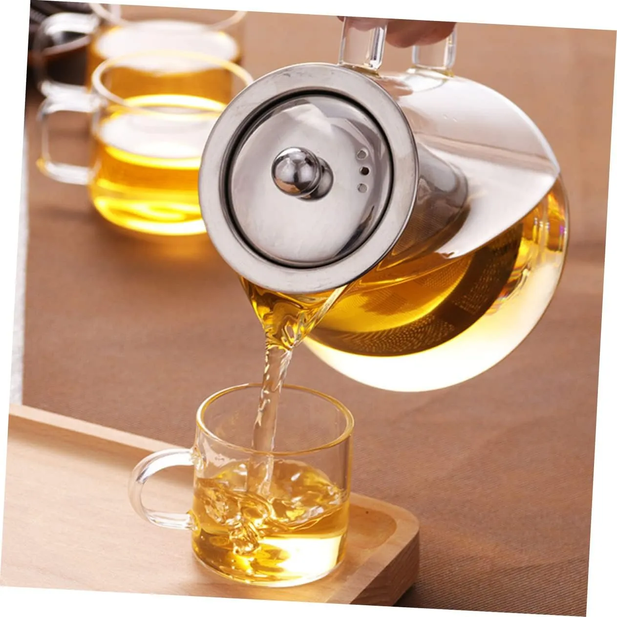 Transparent Glass Tea Pot with Infuser Stovetop Teapot for Loose Leaf and Blooming Tea and Heat Resistant Kettle for Home Office Use present