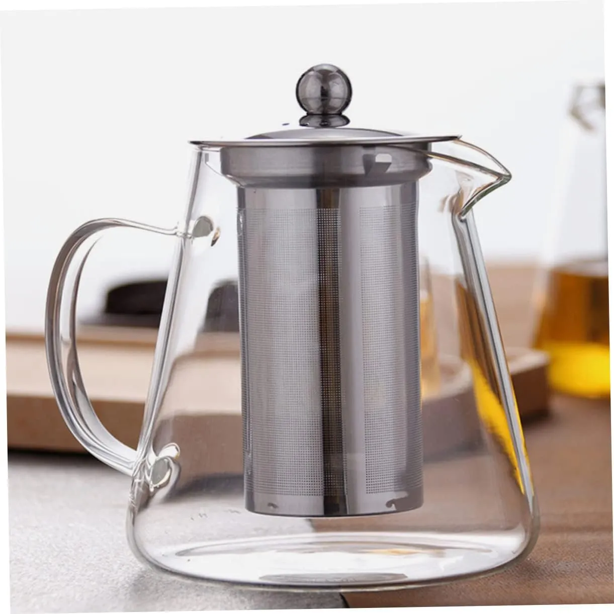 Transparent Glass Tea Pot with Infuser Stovetop Teapot for Loose Leaf and Blooming Tea and Heat Resistant Kettle for Home Office Use present
