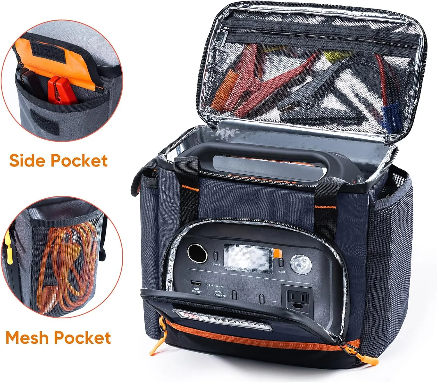 Travel Carrying Case Compatible with Jackery Explorer 300/240/160, Portable Power Station Storage Case with Water- proof Bottom and Front Pockets for Jackery Accessories Solar Generator