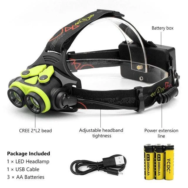 TSLEEN Cree LED Headlamp Headlight Waterproof Flashlight Outdoor Camping Head Light Lamp Torch Lantern  3xAA or 2x18650 Battery