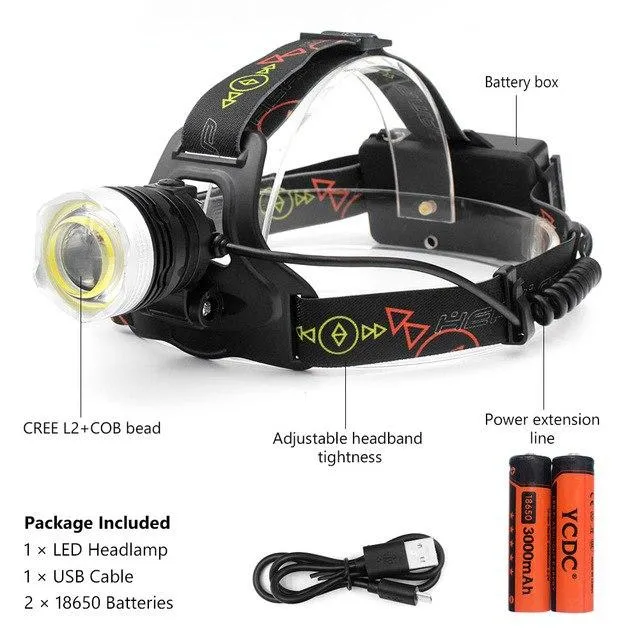 TSLEEN Cree LED Headlamp Headlight Waterproof Flashlight Outdoor Camping Head Light Lamp Torch Lantern  3xAA or 2x18650 Battery